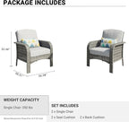 HOOOWOOO Patio Furniture Set, 2 Pieces Outdoor Wicker Chairs Set, All Weather - Image 6