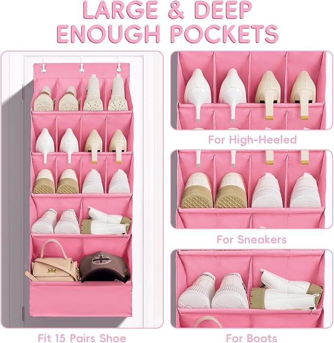 FENTEC 1 Pack Over-the-Door-Shoe-Organizers, Hanging Shoe Organizers - Image 3
