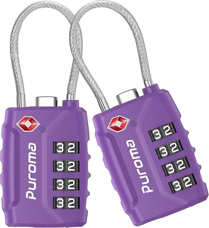 Puroma 2 Pack TSA Approved Luggage Locks, 4 Digit Combination Travel Locks by Puroma
