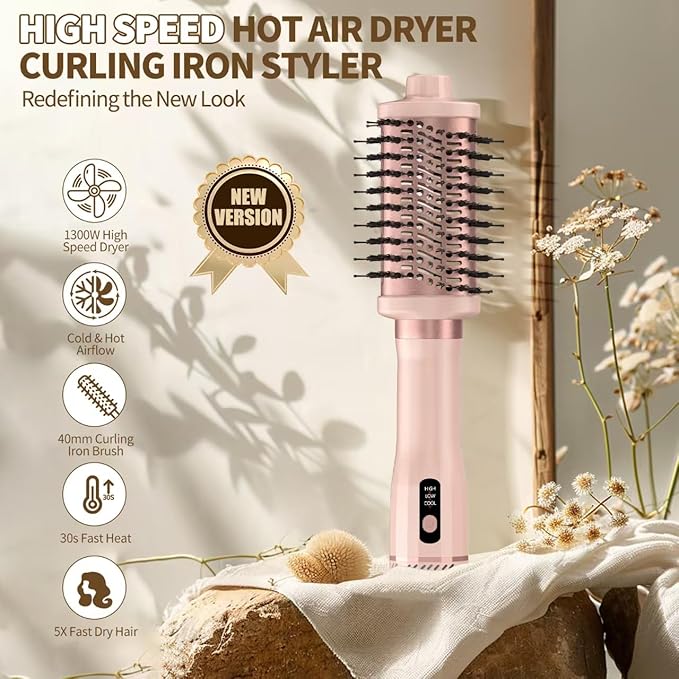 3-in-1 Hair Straightener Waves Curling Iron for Short & Long Hair Blow Out Dryer Brush Comb | Large Professional Salon Styling Tool Gift for Women,Men Hairstyles,Gfit for Men Women Teen