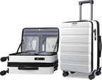 KROSER Carry On Luggage with Spinner Wheels & Built-in TSA Lock, Expandable Top by KROSER