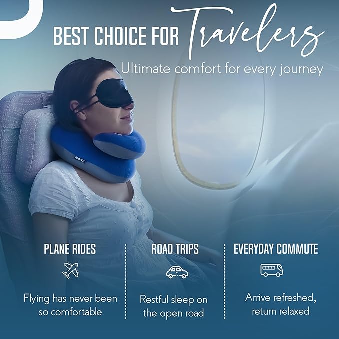 BCOZZY Travel Neck Pillow for Airplane – Patented Double Support for Head - Image 7