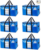TAILI Extra Large Moving Bags, 6 Pack Blue Heavy Duty Totes by TAILI