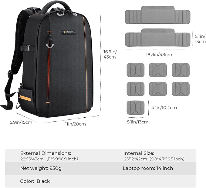 K&F Concept Camera Backpack for Photographers Large Waterproof Photography - Image 9
