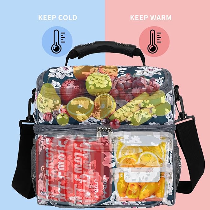 FlowFly Double Layer Cooler Insulated Lunch Bag Adult Lunch Box Large Tote Bag - Image 2