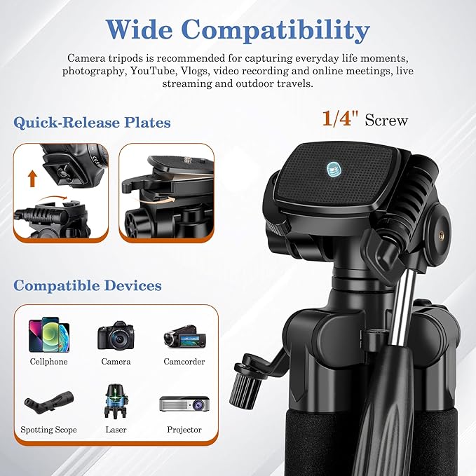 JOILCAN 75" Camera Tripod, Tripod - Image 8