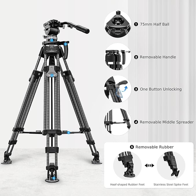 Heavy Duty Carbon Fiber Tripod - Image 2