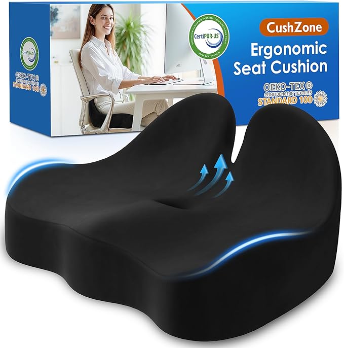 Seat Cushion, Memory Foam Office Chair Seat Cushion by CushZone