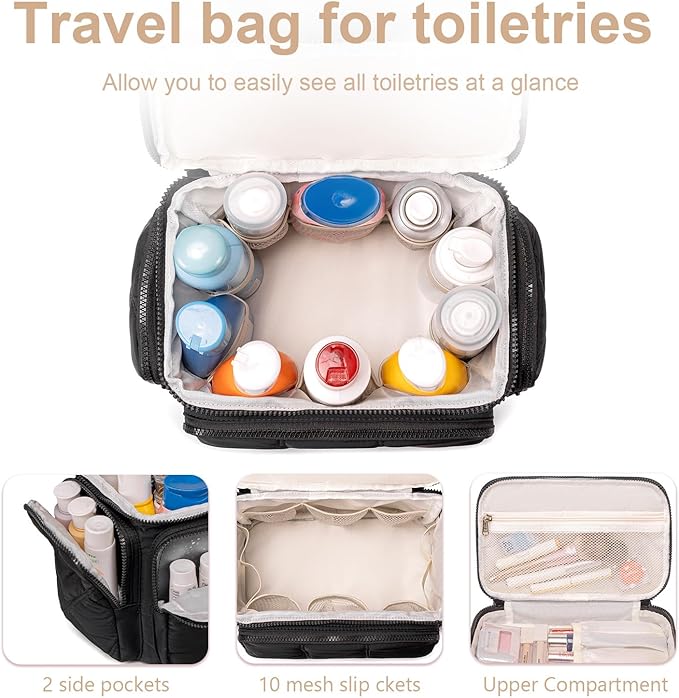 LEDAOU Toiletry Bag for Women, Quilted Travel Makeup Bag Organizer - Image 7