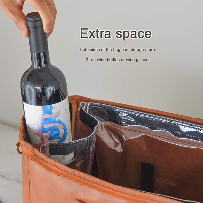 Freshore® 6 Wine Bottles Carrier Leather Bag - Image 5
