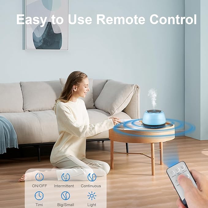 300ML Essential Oil Diffuser - 8-Hour Aromatherapy with Remote Control, 7-Color LED Lights, 4 Timer Settings for Home