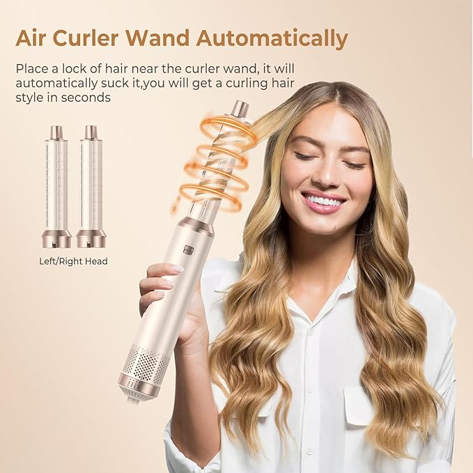 5 in 1 Blow Dryer Brush, Negative Ion Hair Dryer Brush Set Upgrade Hot Air Brush Air Styler Curling Wrap Air Curler, Curling Iron Hair Styling Tools As A Gift for Straight/Curl/Drying/Smoothing