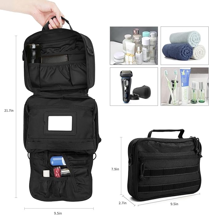 Travel Toiletry Bag for Men and Women, Hanging Travel Toiletries Organizer Dopp - Image 3