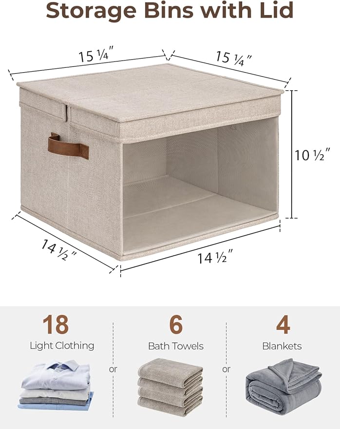 StorageWorks Storage Bins with Lid and Clear Window, Fabric Storage Boxes with - Image 2
