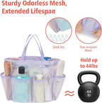 F-color Mesh Shower Caddy Portable, Upgrade Deeper 7 Pockets Shower Bag Basket - Image 3