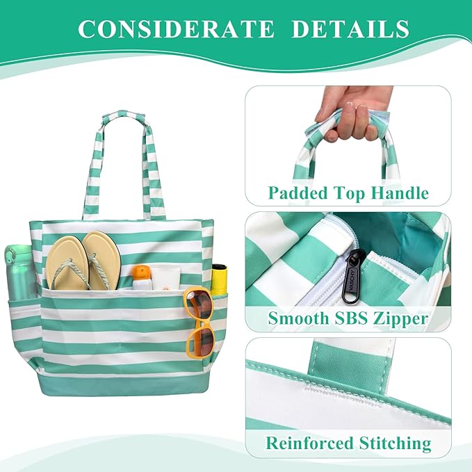 VASCHY Beach Bag for Women, Large Waterproof Sandproof Fold-able Packable Pool - Image 4