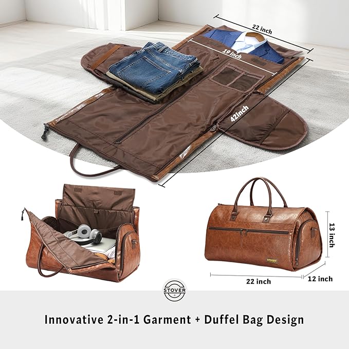 STOVER Garment Travel Duffle Bag, Large 2-in-1 Convertible Carry-on Luggage - Image 2