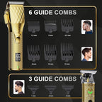 Professional Cordless Hair Clippers and T-Blade Beard Hair Trimmer Sets for Men, Barber Clippers with Travel Case, Rechargeable Home Haircut Beauty Kit for Men