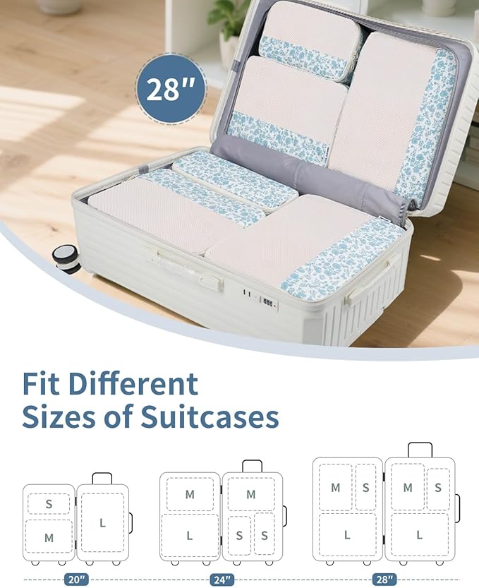 Narwey 7 Set Floral Packing Cubes - Image 3