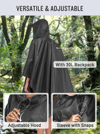 SaphiRose Hooded Rain Poncho Waterproof Raincoat Jacket - Image 6