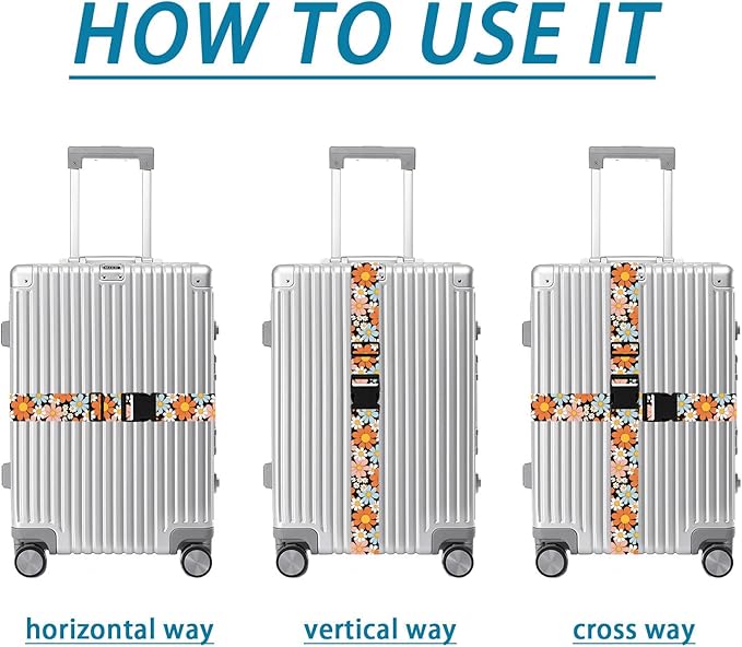 Orange Daisy Luggage Straps for Suitcases TSA Approved, Luggage Identifiers for - Image 4