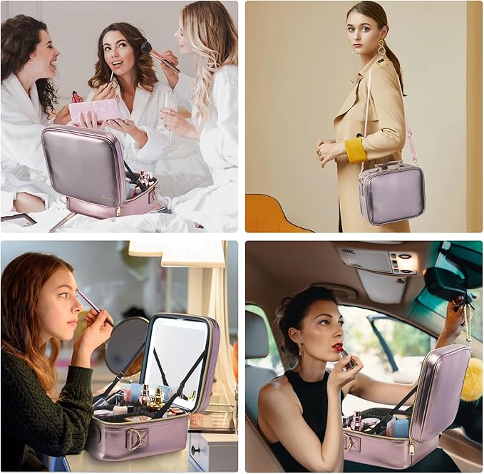 Mocado Travel Makeup Bag with LED Lighted Mirror, Travel Makeup Organizer - Image 7