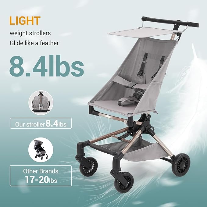 Jojoka Lightweight Stroller for Airplane, Compact Strollers for Travel - Image 2