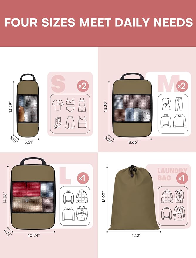 6 PCS Set Compression Packing Cubes - Image 2