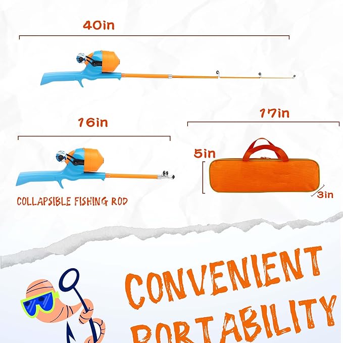 Kids Fishing Pole, Telescopic Fishing Rod, Toddler Collapsible Fishing Rod and - Image 2