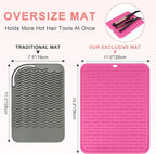 Oversize Silicone Heat Resistant Mat for Curling Irons, Flat Irons, Hair Straighteners and Hot Hair Styling Tools, Portable Hot Tools Cover Pad for Travel Vanity Salon(14.2" x 11.0")