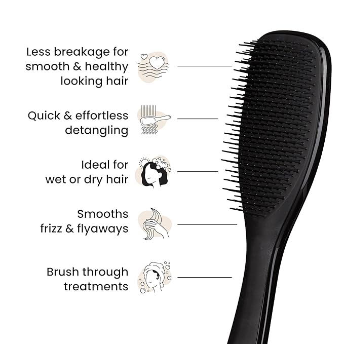Tangle Teezer Ultimate Detangler Brush for Wet & Dry Hair, Eliminates Knots & Reduces Breakage for Straight to Wavy Hair Types, Liquorice Black