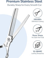 ULG Professional Hair Thinning Scissors 7" Japanese Stainless Steel Hand-Honed Salon Barber Scissors for Stylist & Home Use, Texturizing Shears for Men & Women, Ergonomic Design with Patterned Handles