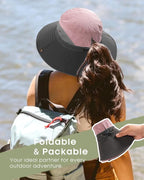 FURTALK Womens Sun Hat with Ponytail Hole Beach Hiking Summer Wide Brim UPF 80+ - Image 4