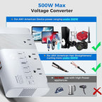 DOACE 500W Max 220V to 110V Converter, 50Hz to 60Hz Voltage Converter - Image 4