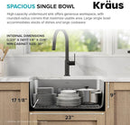 KRAUS Dex 25-inch Undermount 16 Gauge Stainless Steel Single Bowl Kitchen Sink - Image 4