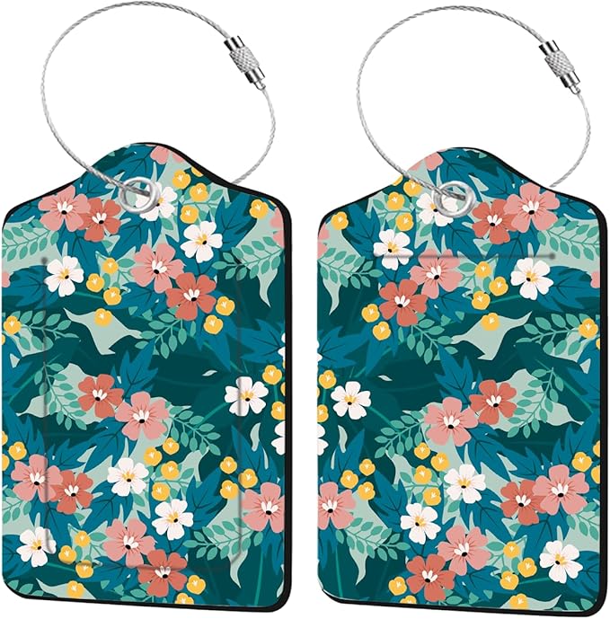 2 Pcs Floral Luggage Tag for Suitcases by Unknown
