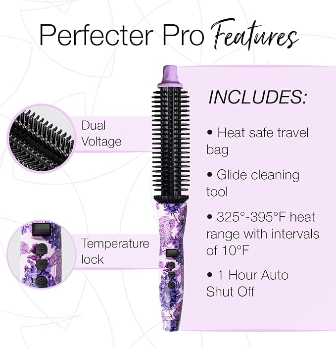CALISTA Perfecter Pro Heated Round Brush | Lift, Volumize, and Style with No Heat Damage for Healthier-Looking Hair | 4 Sizes for Most Hair Types | Dual Voltage & Adjustable Temp (0.75, Rose Gold)