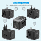 Universal Travel Adapter, PD 35W 7 in 1 International Power Plug Adapter - Image 3