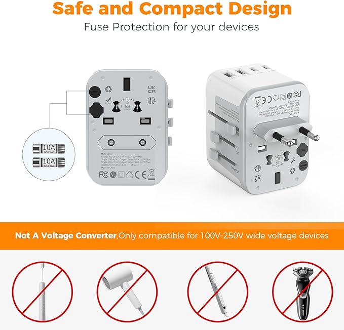 TESSAN Universal Travel Adapter 21W, International Plug Adaptor - Image 6