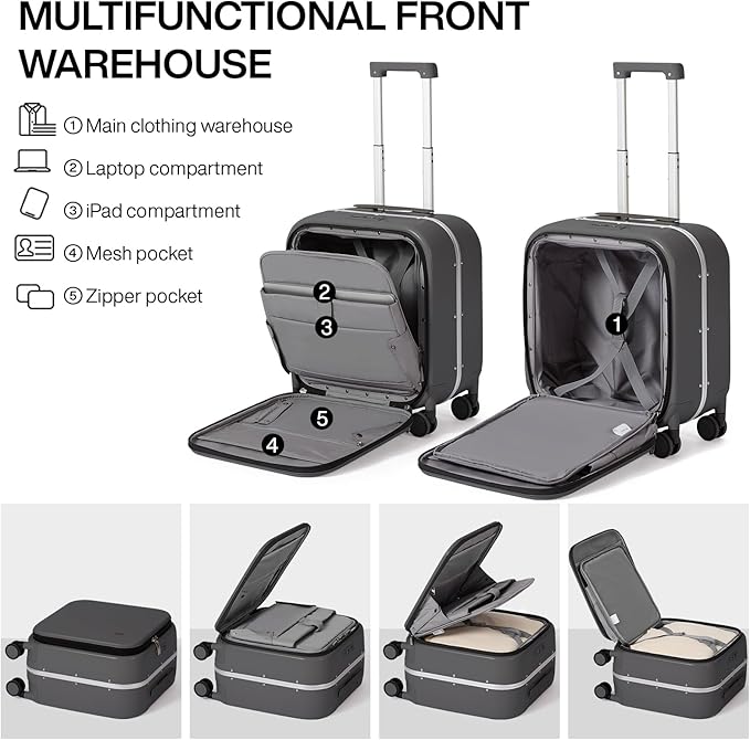 mixi Carry On Luggage, 18” Suitcase - Image 4