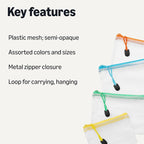 Amazon Basics 30-Pack Mesh Zipper Pouch Bags, 8 Sizes Waterproof Storage - Image 2