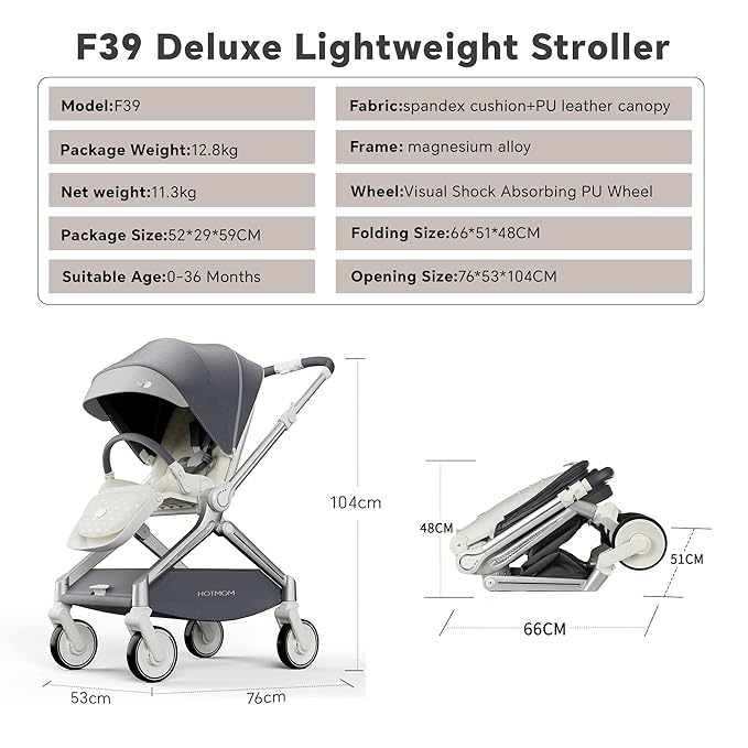 Hot Mom Baby Lightweight Stroller, Intelligent Seat Reversing，Double Brake and - Image 6