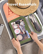 Travel Clear Makeup Bag with Makeup Brush Bag, Leather Makeup Case Toiletry Bag - Image 4