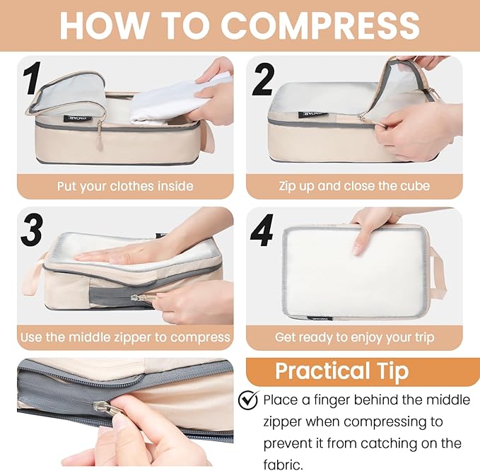 BAGAIL 6 Set Ultralight Compression Packing Cubes Packing Organizer - Image 4
