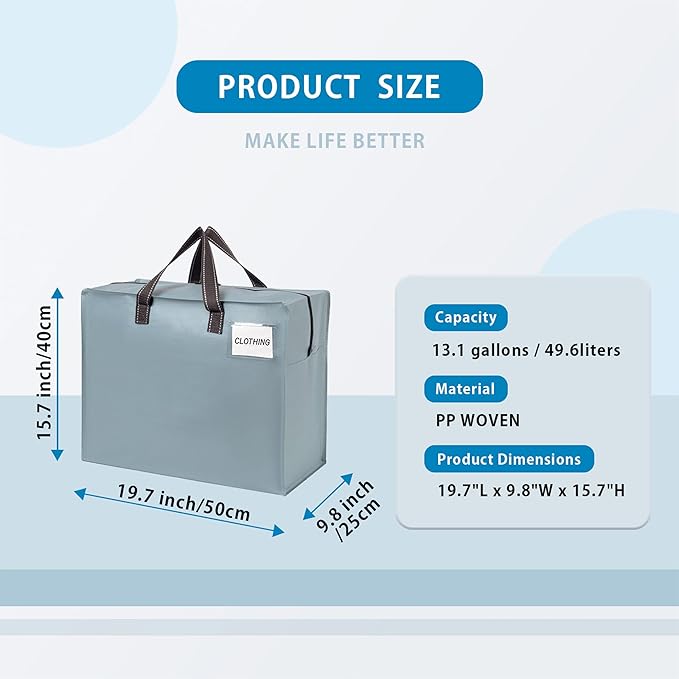 VENO 4 Pack Heavy Duty Moving Bags, Storage Bags, Packing Supplies, Top Zipper - Image 3