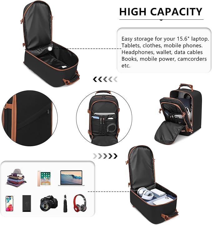 Kono Carry on Backpack, Waterproof Lightweight Daypack - Image 4
