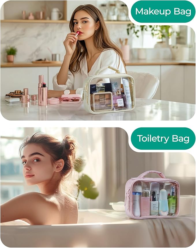 BAGSMART 2 Pack Clear Toiletry Bag, Puffy Edges TSA-Approved Travel Toiletry Bag - Image 6