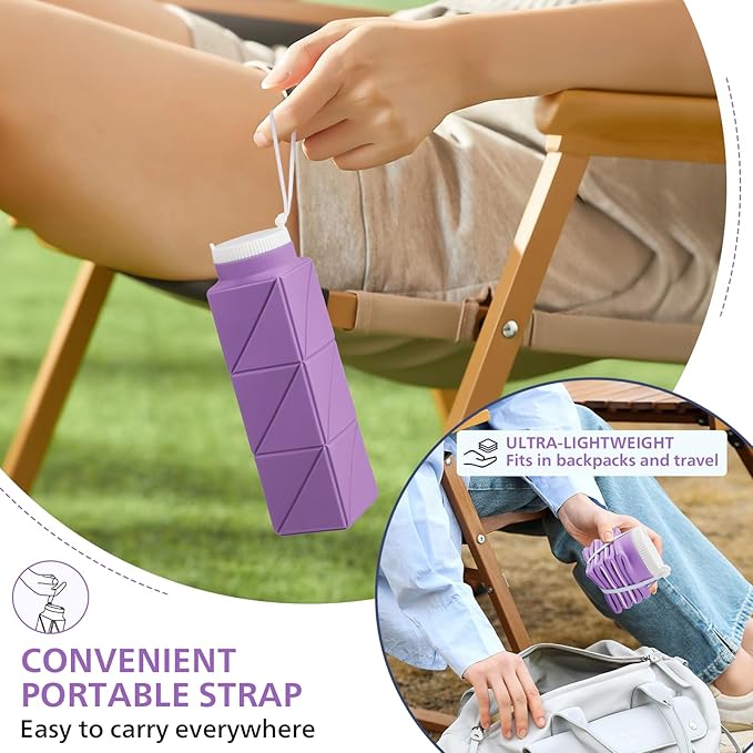 2pcs 610ml Collapsible Water Bottles Upgrade Foldable Water Bottle BPA Free - Image 6
