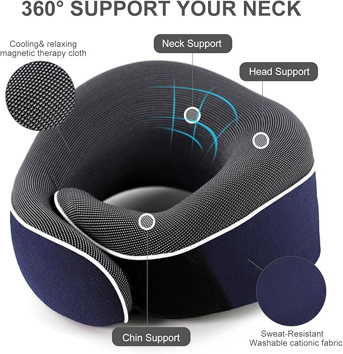 Travel Neck Pillow, Best Memory Foam Airplane Pillow - Image 2