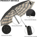 Compact Inverted Travel Umbrella, Automatic Open Close, 9-Rib 46 Inch Windproof - Image 2